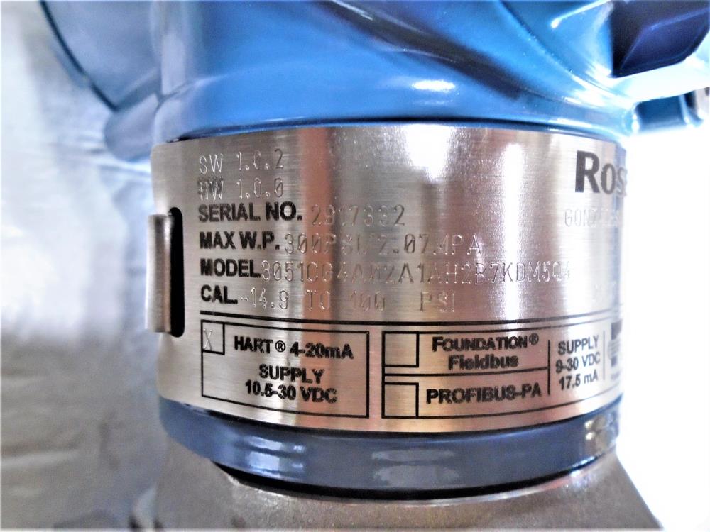Rosemount 3051 Pressure Transmitter 300 PSI, Model# 3051CG4A02A1AH2B7KDM5Q4